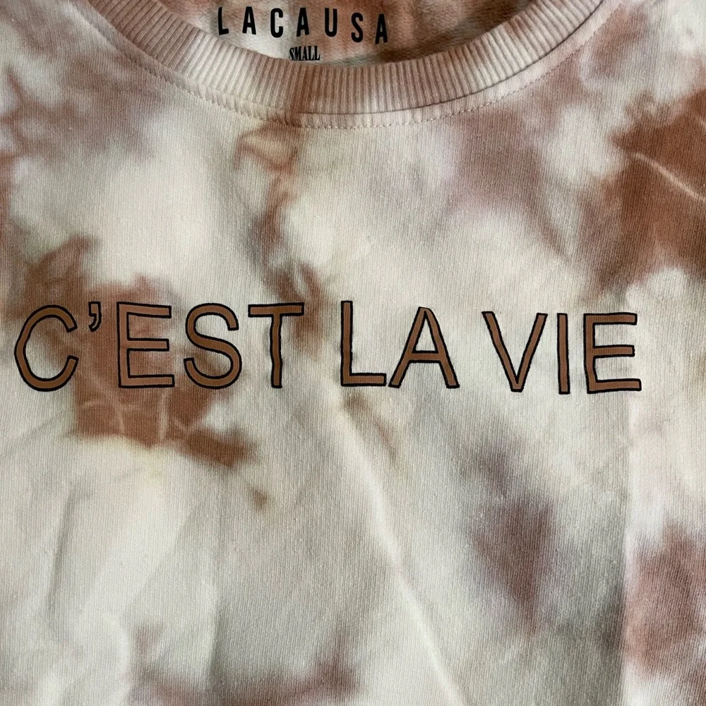 NWT LACAUSA (Anthropologie),C'est La Vie Tie Dye Crewneck Sweatshirt, Clay, S - Picture 6 of 7